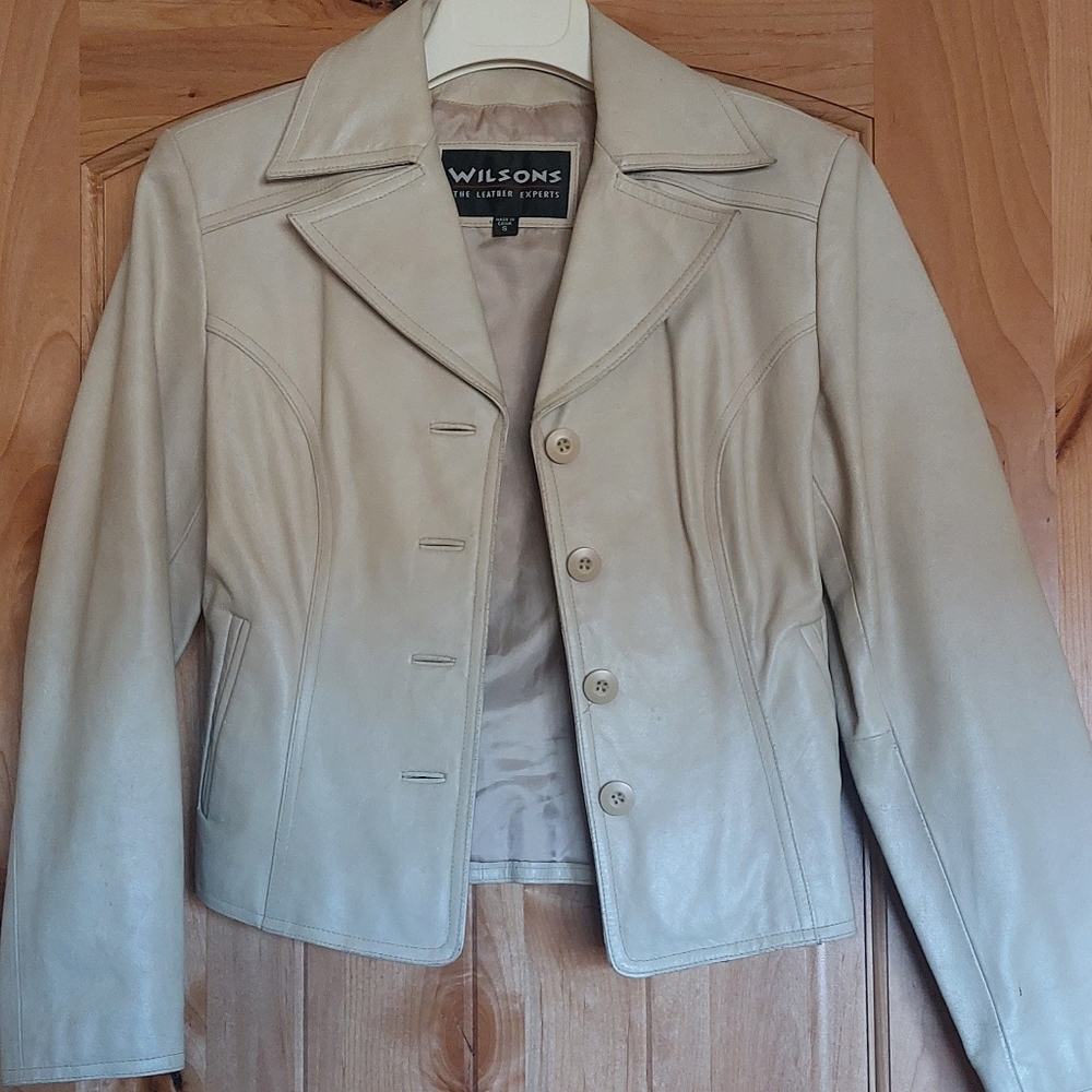 Cream colored Leather Jacket